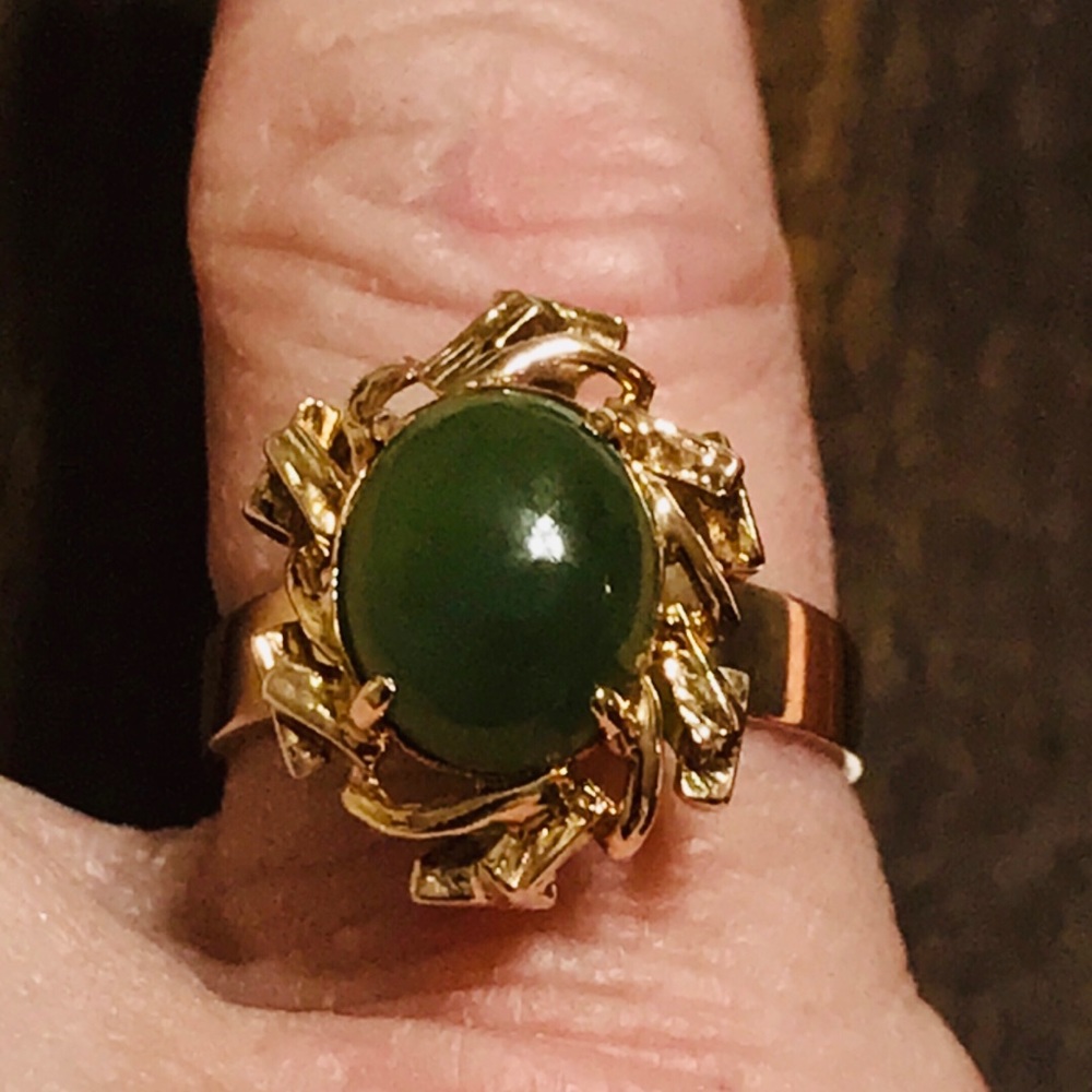 ❌❌❌SOLD❌❌❌ANTIQUE NATURAL JADE 10 KT YELLOW - Picture 11 of 13